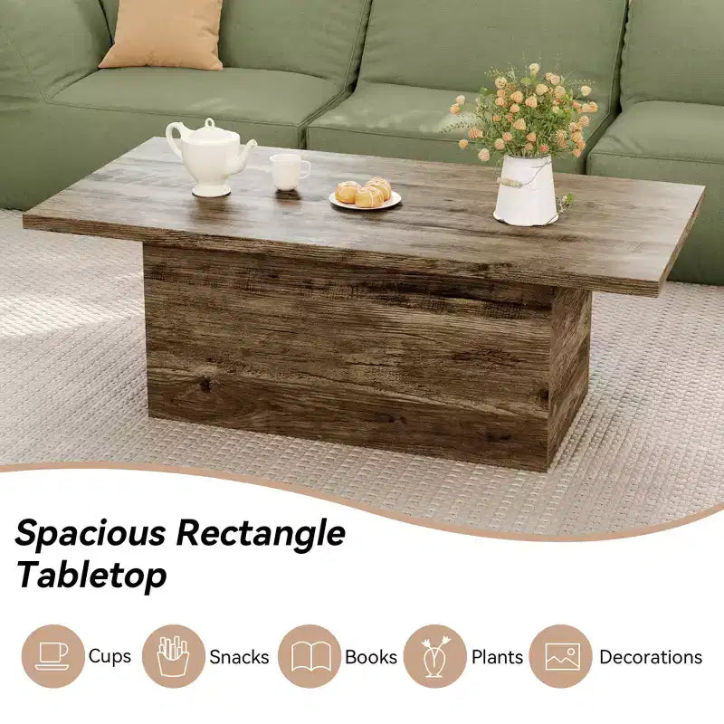 Coffee Table, Modern Engineered Wood Center Coffee Tables for Living Room, Home Office Wooden Farmhouse Rustic Cocktail Tea Accent Table