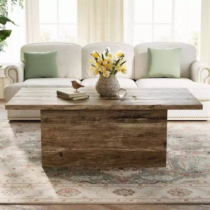 Coffee Table, Modern Engineered Wood Center Coffee Tables for Living Room, Home Office Wooden Farmhouse Rustic Cocktail Tea Accent Table