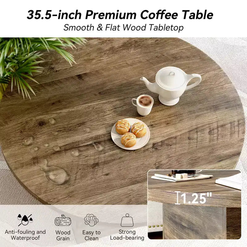 Coffee Table, Modern Engineered Wood Center Coffee Tables for Living Room, Home Office Wooden Farmhouse Rustic Cocktail Tea Accent Table