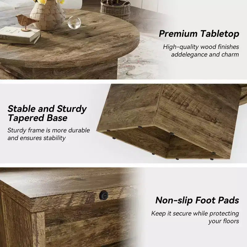 Coffee Table, Modern Engineered Wood Center Coffee Tables for Living Room, Home Office Wooden Farmhouse Rustic Cocktail Tea Accent Table
