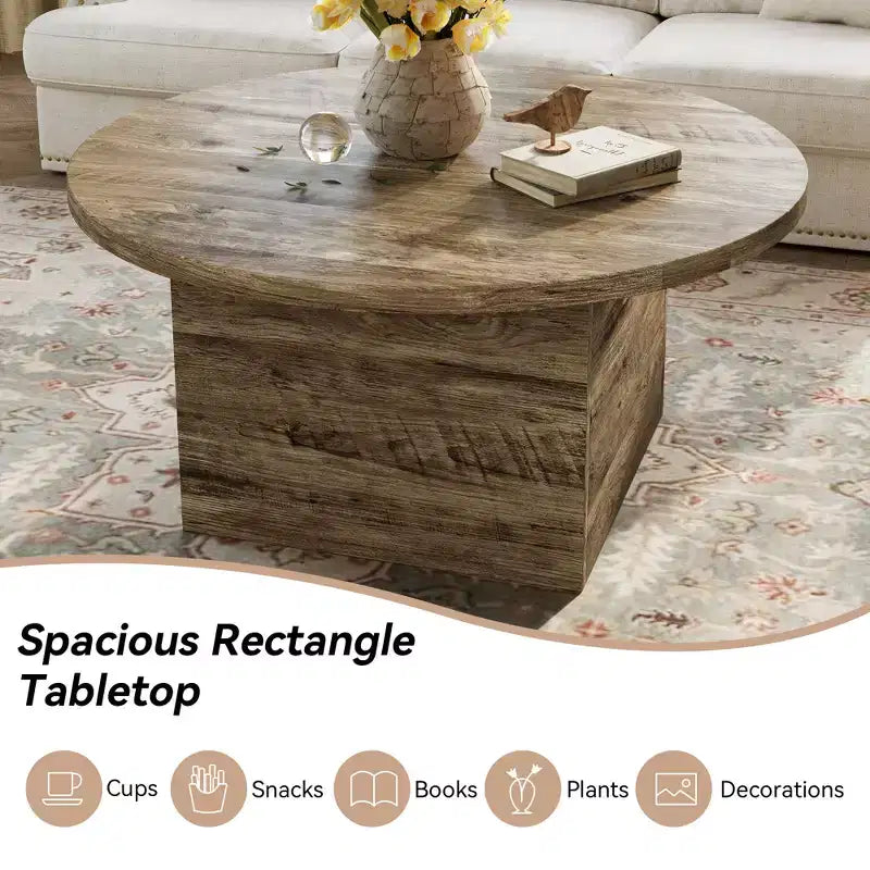Coffee Table, Modern Engineered Wood Center Coffee Tables for Living Room, Home Office Wooden Farmhouse Rustic Cocktail Tea Accent Table