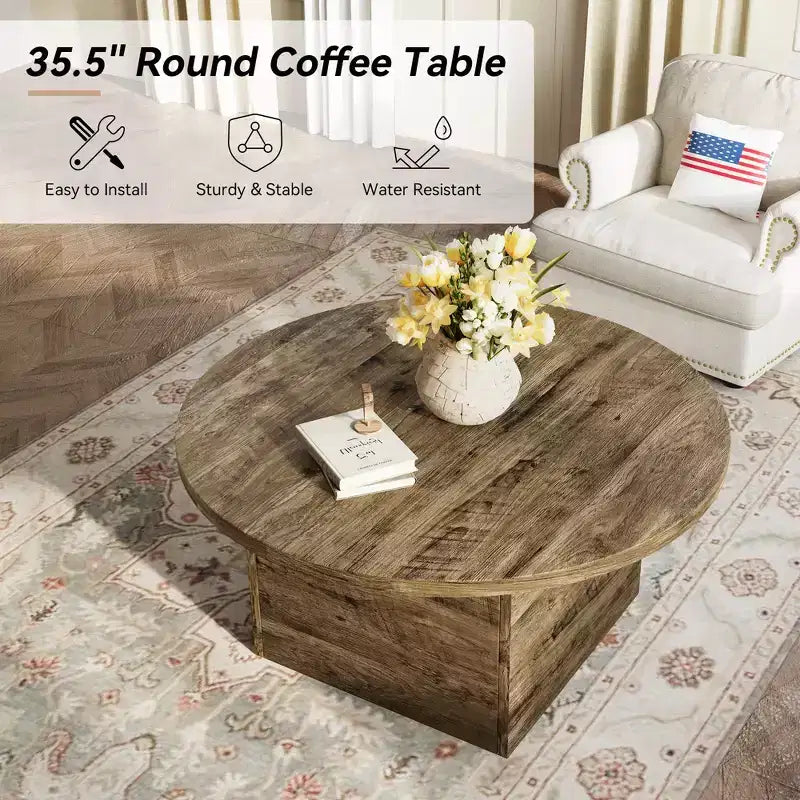 Coffee Table, Modern Engineered Wood Center Coffee Tables for Living Room, Home Office Wooden Farmhouse Rustic Cocktail Tea Accent Table