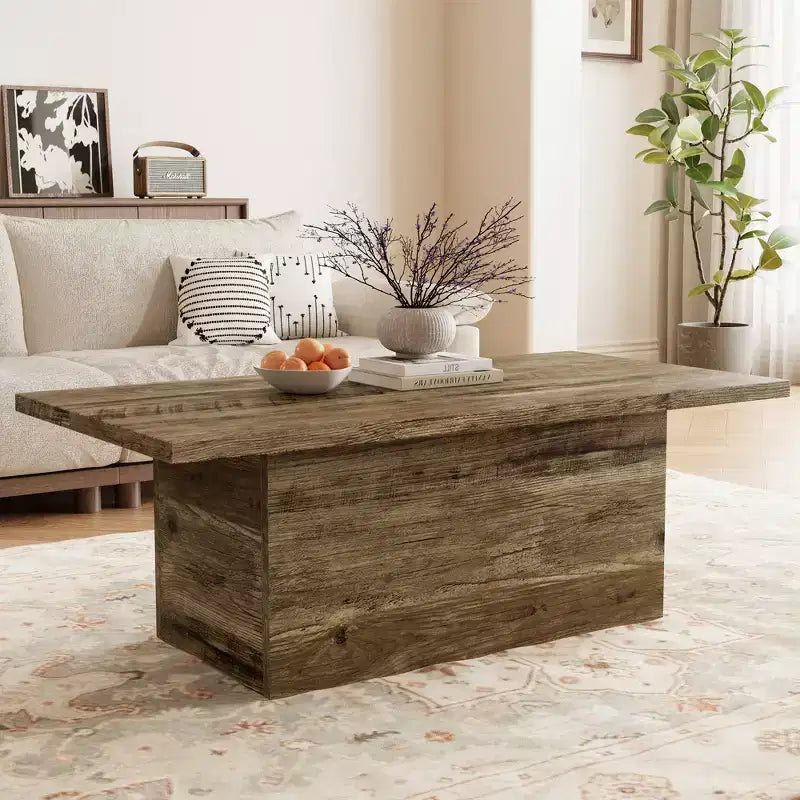Coffee Table, Modern Engineered Wood Center Coffee Tables for Living Room, Home Office Wooden Farmhouse Rustic Cocktail Tea Accent Table