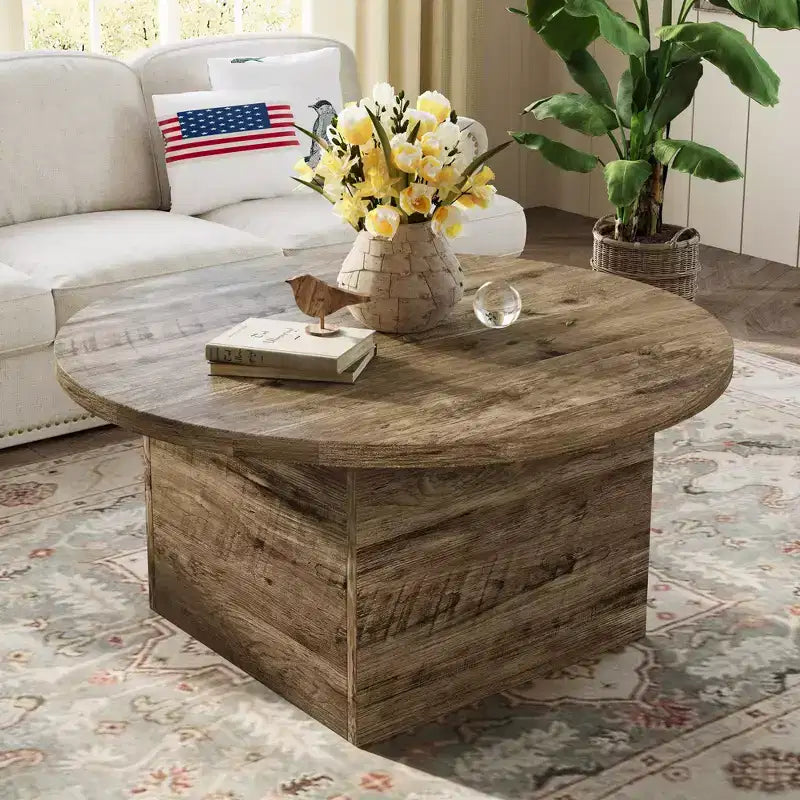 Dyonery Coffee Table, Modern Engineered Wood Center Coffee Tables for Living Room, Home Office Wooden Farmhouse Rustic Cocktail Tea Accent Table