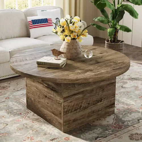 Dyonery Coffee Table, Modern Engineered Wood Center Coffee Tables for Living Room, Home Office Wooden Farmhouse Rustic Cocktail Tea Accent Table