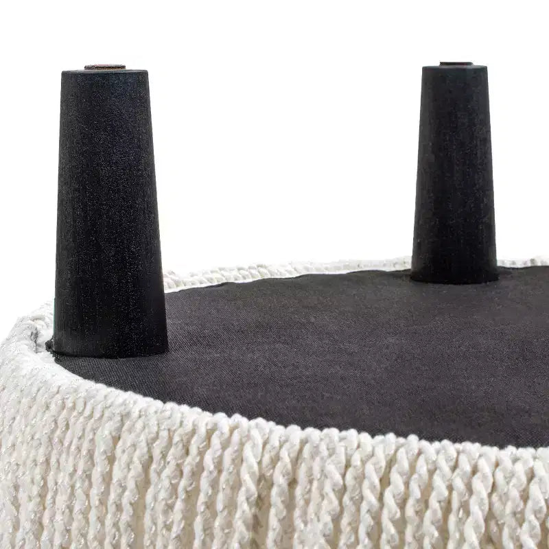 24 Round Accent Ottoman with Tassel Rope Bullion Fringe,Soft Chenille Ottoman,Vintage Footrest Ottoman Stool for Living Room & Bedroom,White