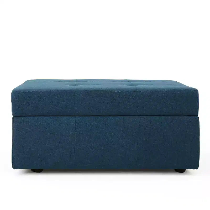 Modern Square Storage Bench with Large Capacity, Entryway Bench with Pressure Hinges, Storage Ottoman for Living Room, Bedroom, Navy Blue