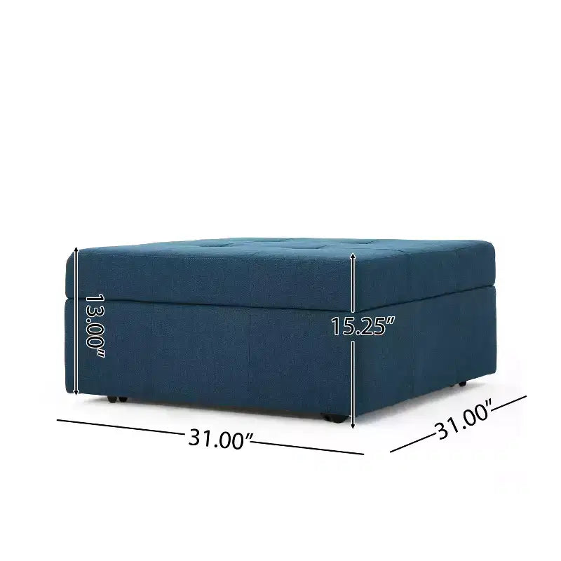 Modern Square Storage Bench with Large Capacity, Entryway Bench with Pressure Hinges, Storage Ottoman for Living Room, Bedroom, Navy Blue