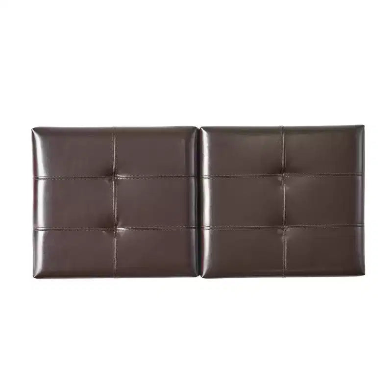 Elegent Storage Ottoman with Double Top Doors, Storage Bench with Faux Leather Surface, End Of Bed Bench for Living Room, Bedroom