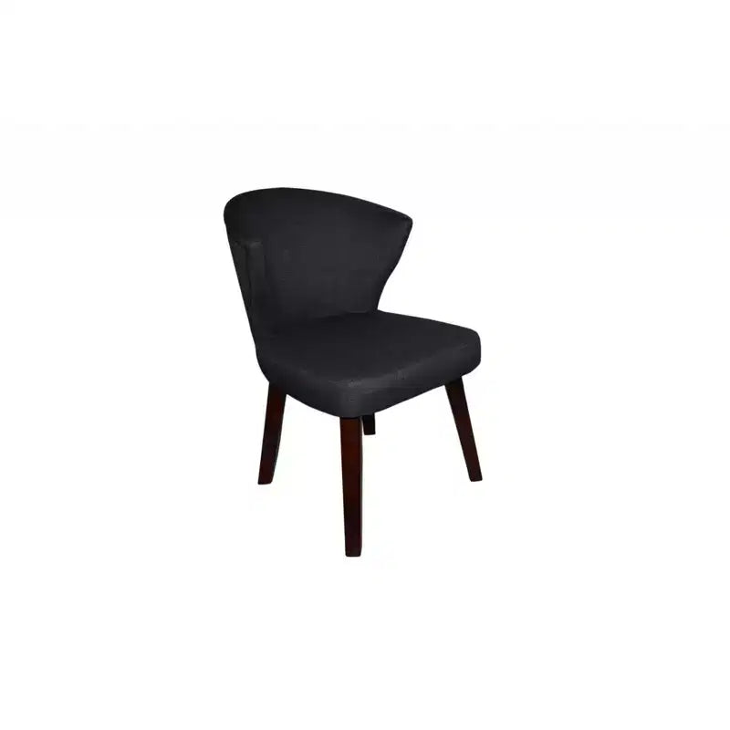 HomeRoots Charcoal and Espresso Cotton and Solid Wood Dining Side Chair