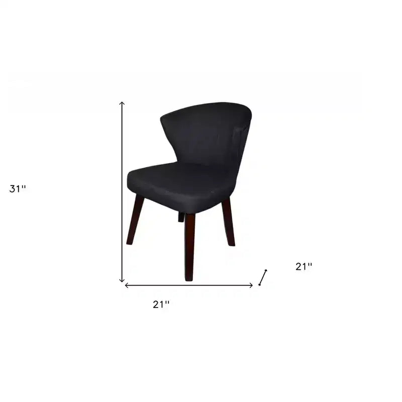 Charcoal and Espresso Cotton and Solid Wood Dining Side Chair