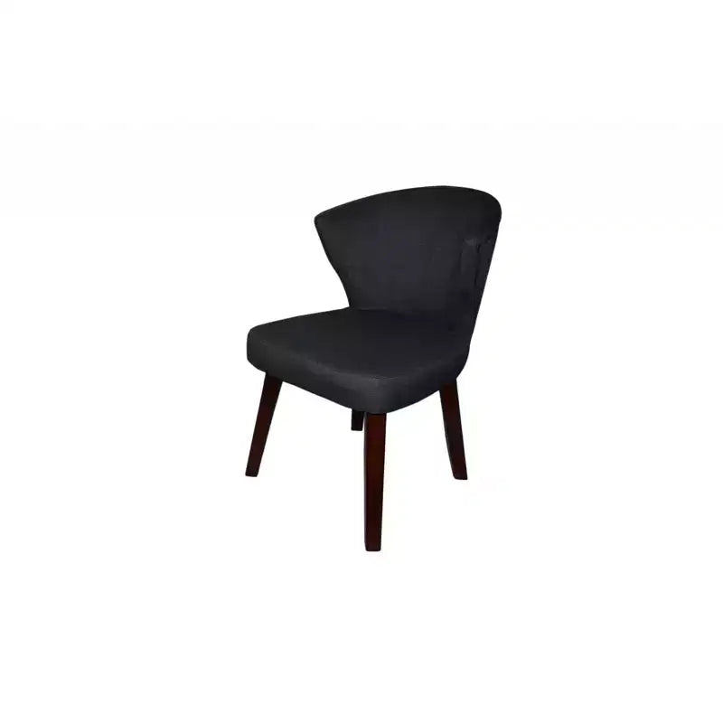 Charcoal and Espresso Cotton and Solid Wood Dining Side Chair