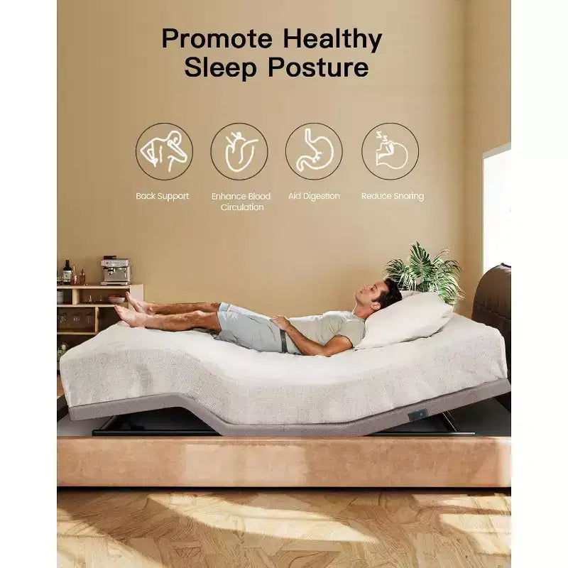 Adjustable bed frame, massage double bed XL size, zero gap and zero gravity mode, electric bed with head and foot tilt, equipped with 4 USB ports
