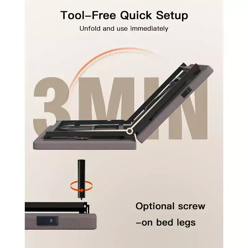 Adjustable bed frame, massage double bed XL size, zero gap and zero gravity mode, electric bed with head and foot tilt, equipped with 4 USB ports