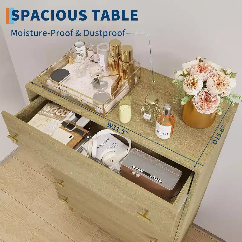 5 Drawers Dresser for Bedroom, Tall Dresser Wood Rustic Chest of Drawers with Large Drawers & Bar Handles,Natural Texture for Living Room,Hallway