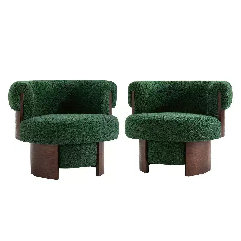 Scrolla Curved Sculptural Upholstered Swivel Barrel Chair
