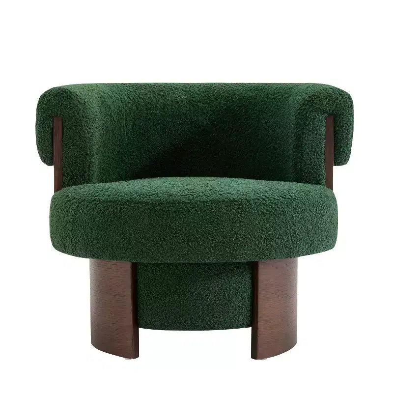 Scrolla Curved Sculptural Upholstered Swivel Barrel Chair