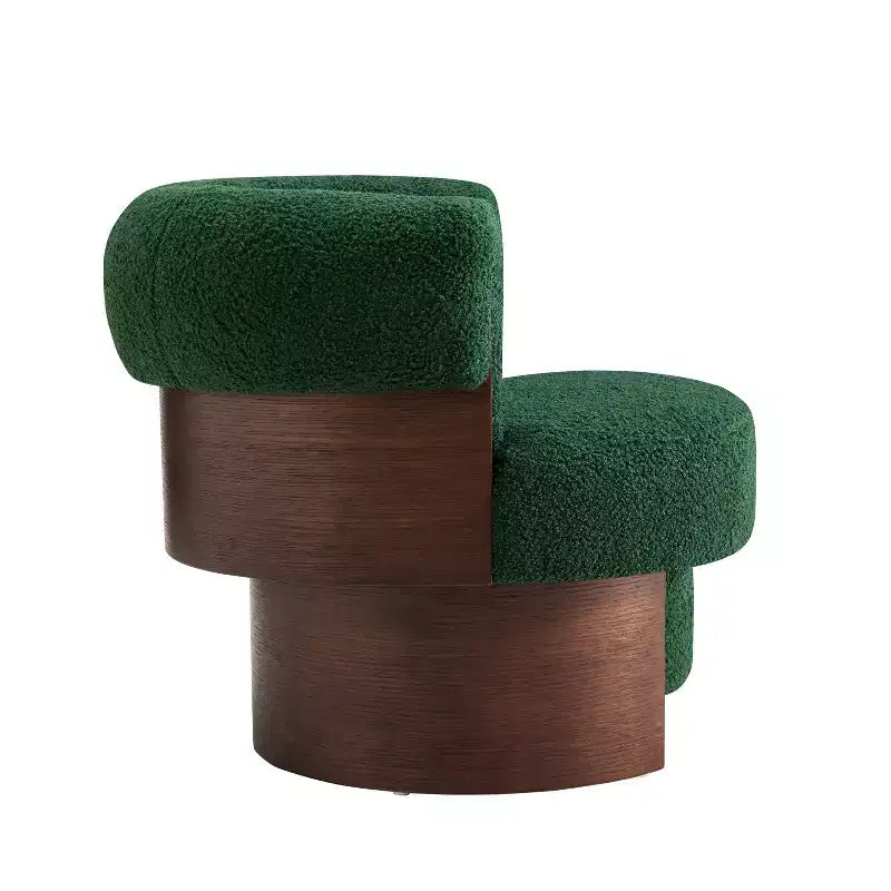 Scrolla Curved Sculptural Upholstered Swivel Barrel Chair
