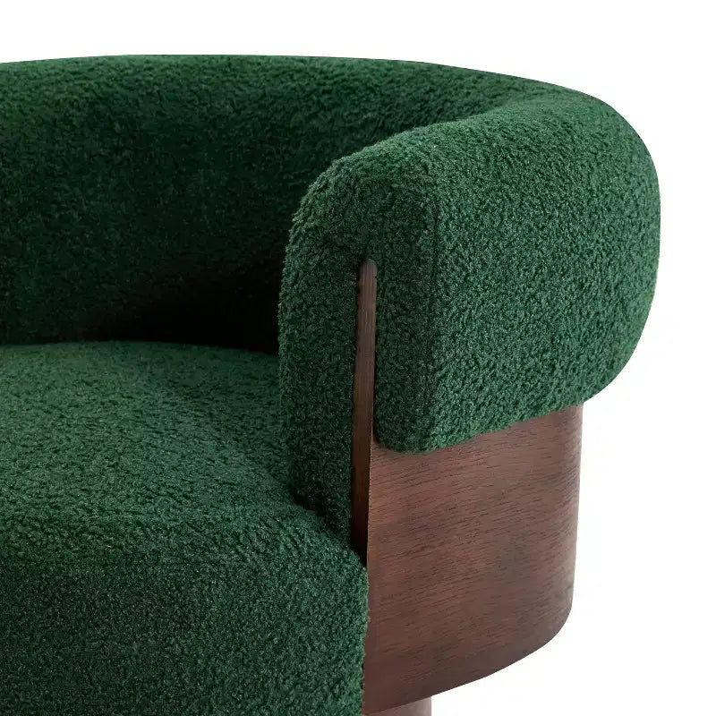 Scrolla Curved Sculptural Upholstered Swivel Barrel Chair