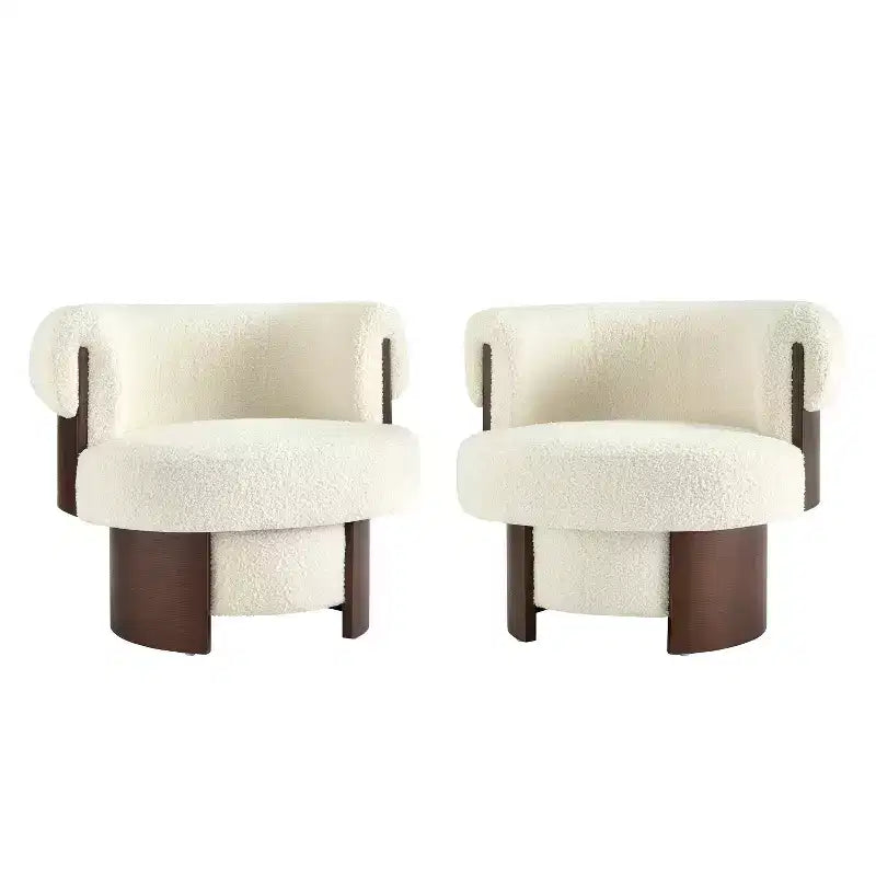Scrolla Curved Sculptural Upholstered Swivel Barrel Chair