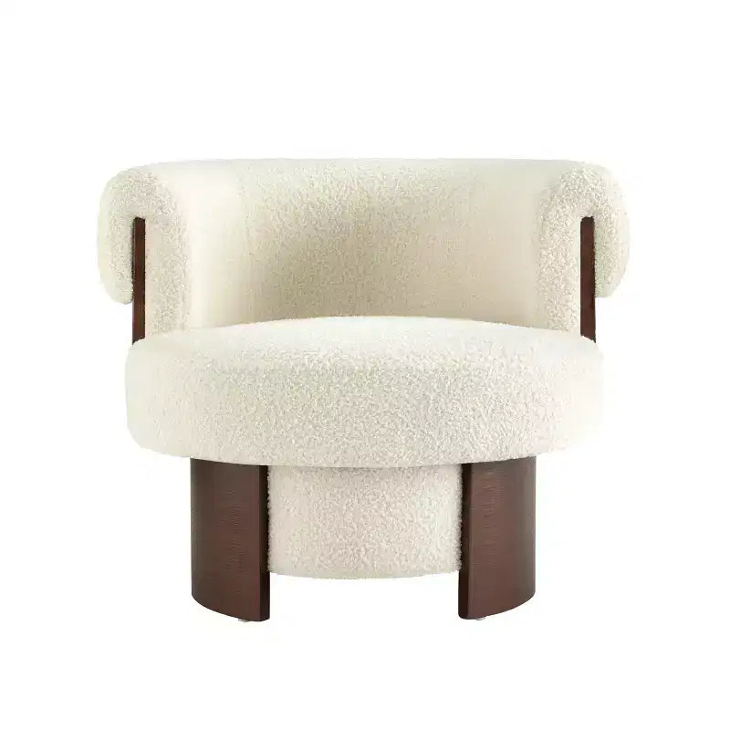 Scrolla Curved Sculptural Upholstered Swivel Barrel Chair