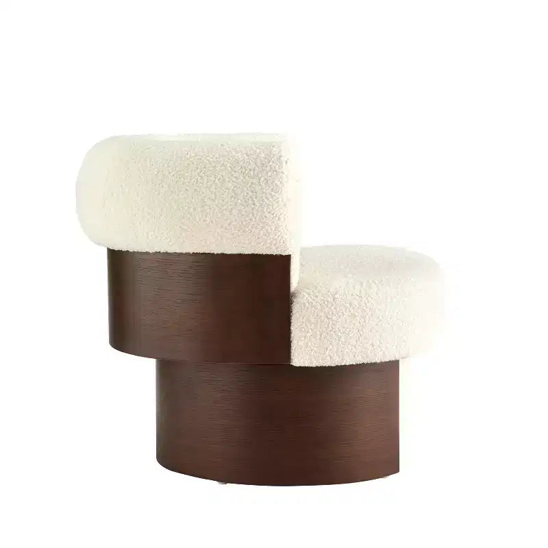Scrolla Curved Sculptural Upholstered Swivel Barrel Chair