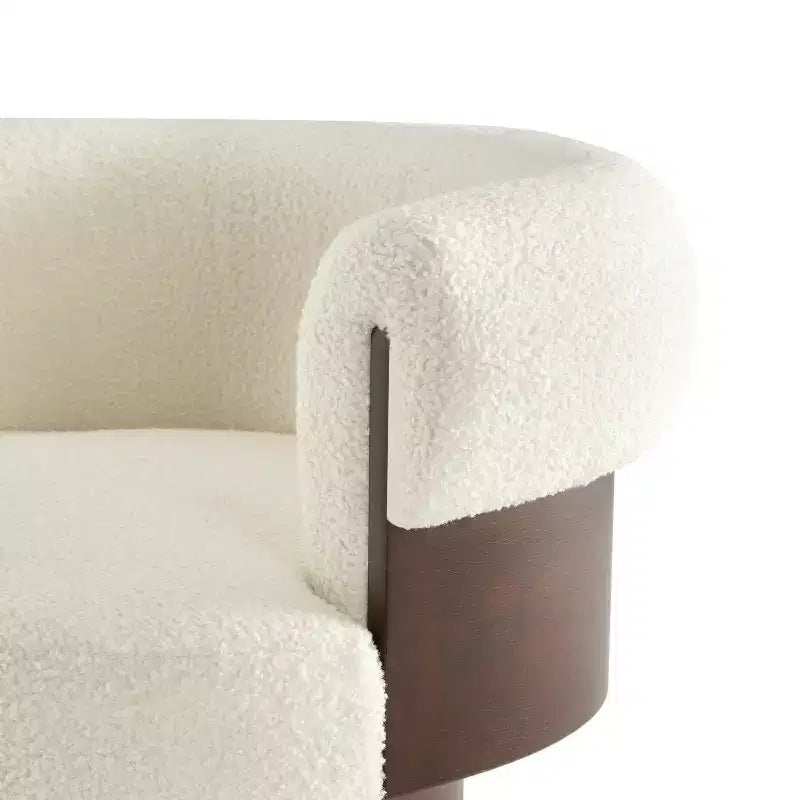 Scrolla Curved Sculptural Upholstered Swivel Barrel Chair