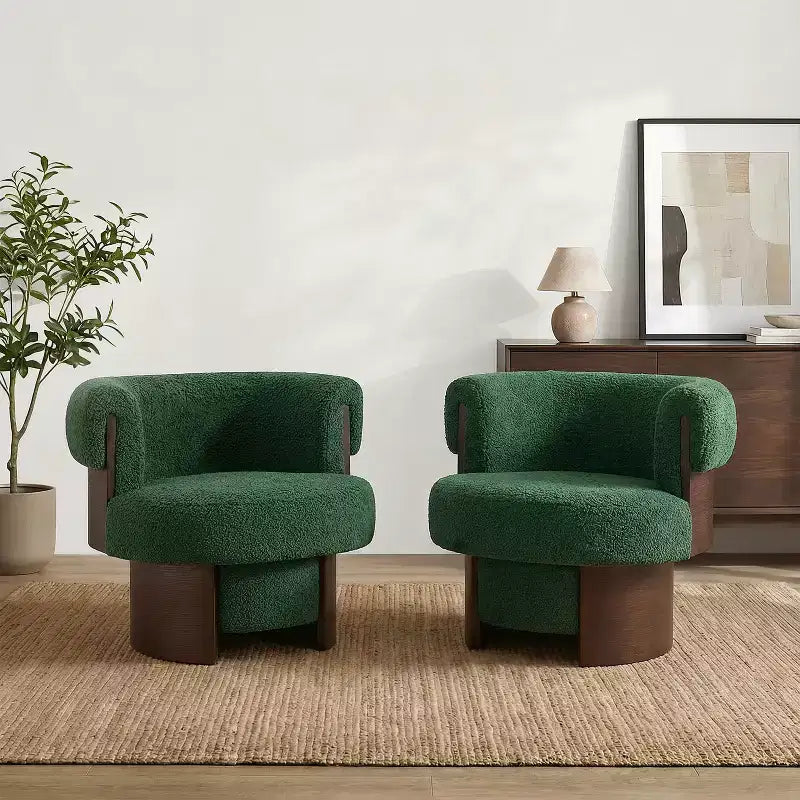 Scrolla Curved Sculptural Upholstered Swivel Barrel Chair