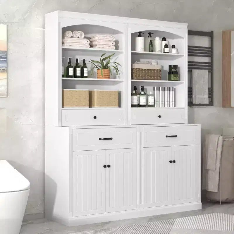 GDFStudio Olivia Modern Wood Bathroom Storage Cabinet with Enclosed Doors, Drawers and Adjustable Shelves