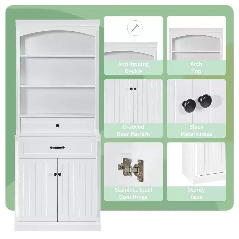 GDFStudio Olivia Modern Wood Bathroom Storage Cabinet with Enclosed Doors, Drawers and Adjustable Shelves