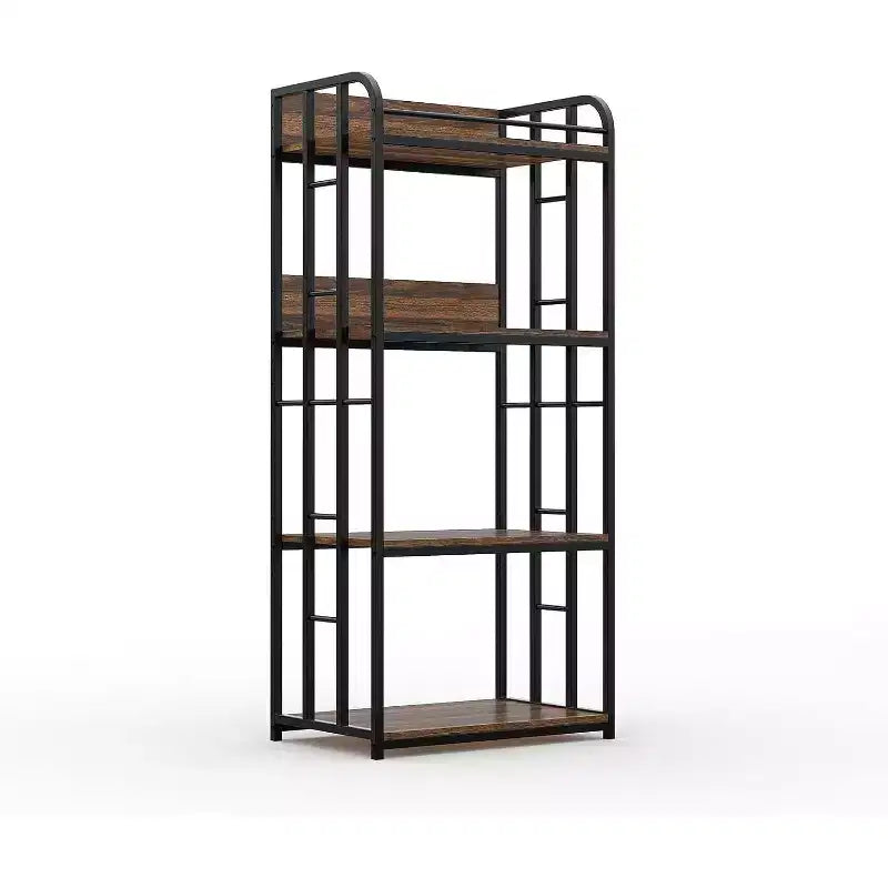 4-Tier Bakers Rack for Kitchen with Storage, Industrial Microwave Stand Shelf, Coffee Bar for Small Spaces, Free Standing Kitchen Storage Shelf Rack