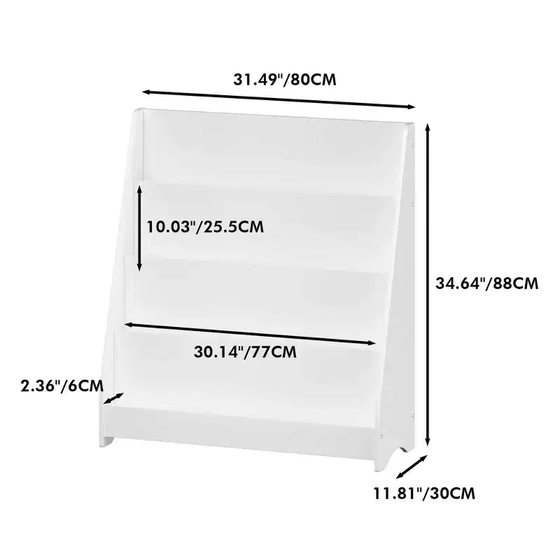 4 Tier Bookshelf and Storage Organizer, Five Layer Sling Bookcase, Wooden Book Shelf, Display Cabinet for Playroom,Classroom, School