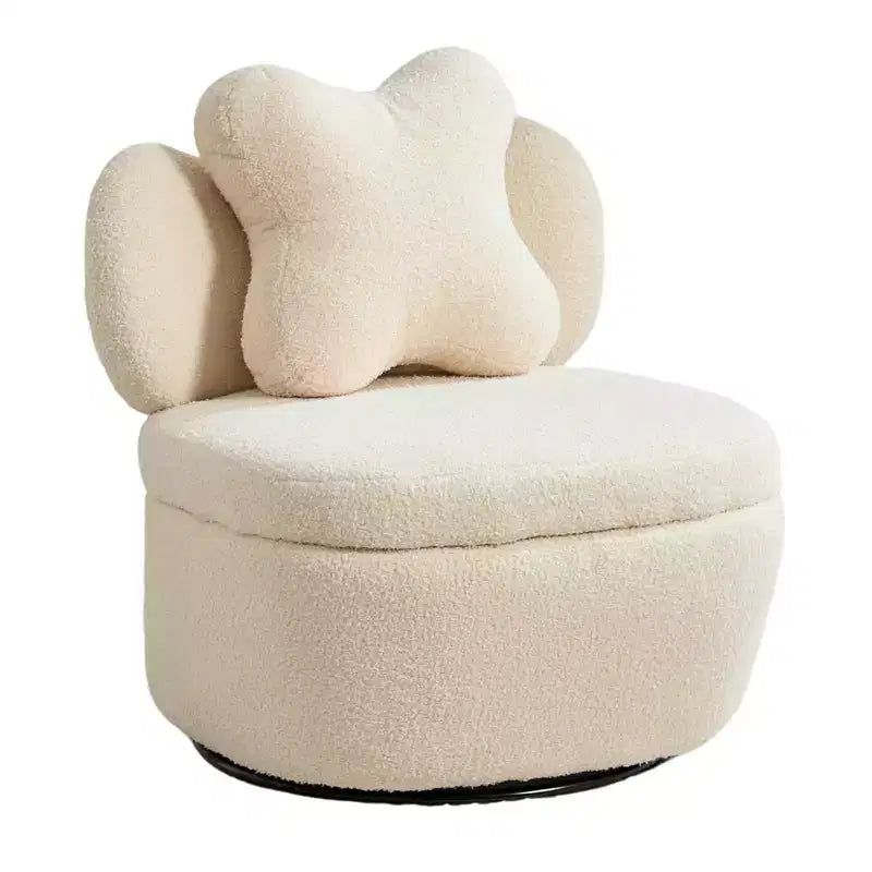 360 Swivel Accent Chair with Storage Compartment Teddy Velvet Upholstered Armchair with Ergonomic Cushion, Scratch-Resistant Fabric
