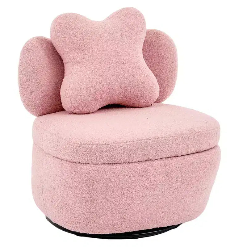 360 Swivel Accent Chair with Storage Compartment Teddy Velvet Upholstered Armchair with Ergonomic Cushion, Scratch-Resistant Fabric