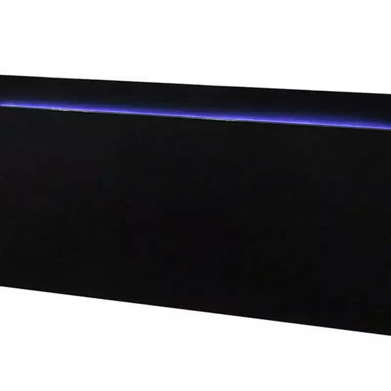 Queen Size Bed w LED Headboard, Piano Black Wood Frame