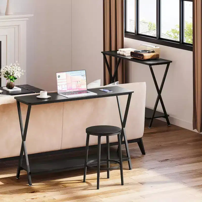 Narrow Console Table with Shelves, 2-Tier Farmhouse Sofa Table, Entryway Table for Hallway, Living Room, Bedroom, Behind Couch Storage Table
