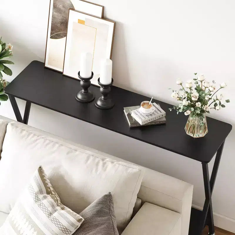 Narrow Console Table with Shelves, 2-Tier Farmhouse Sofa Table, Entryway Table for Hallway, Living Room, Bedroom, Behind Couch Storage Table