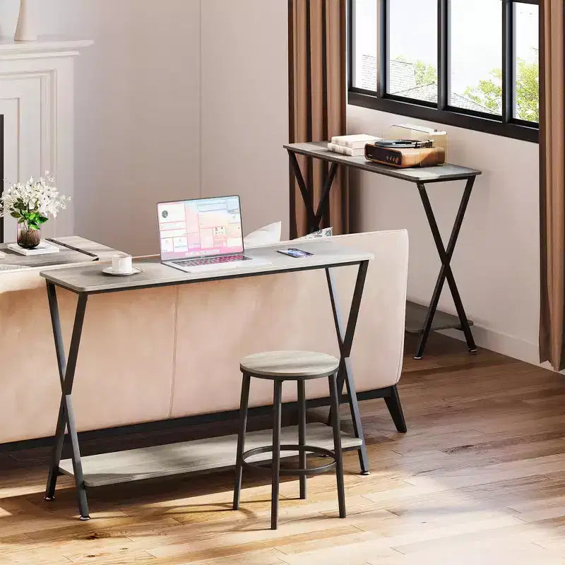 Narrow Console Table with Shelves, 2-Tier Farmhouse Sofa Table, Entryway Table for Hallway, Living Room, Bedroom, Behind Couch Storage Table